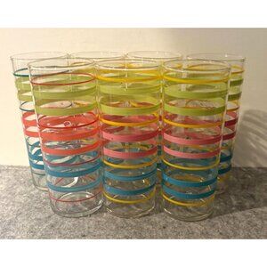 Set Of 7 Vintage Federal Glass 6" Tea/Tom Collins Tumblers  #3066